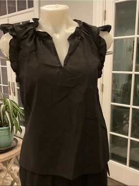 Dear John Black Ruffle Shoulder V-Neck Camisole